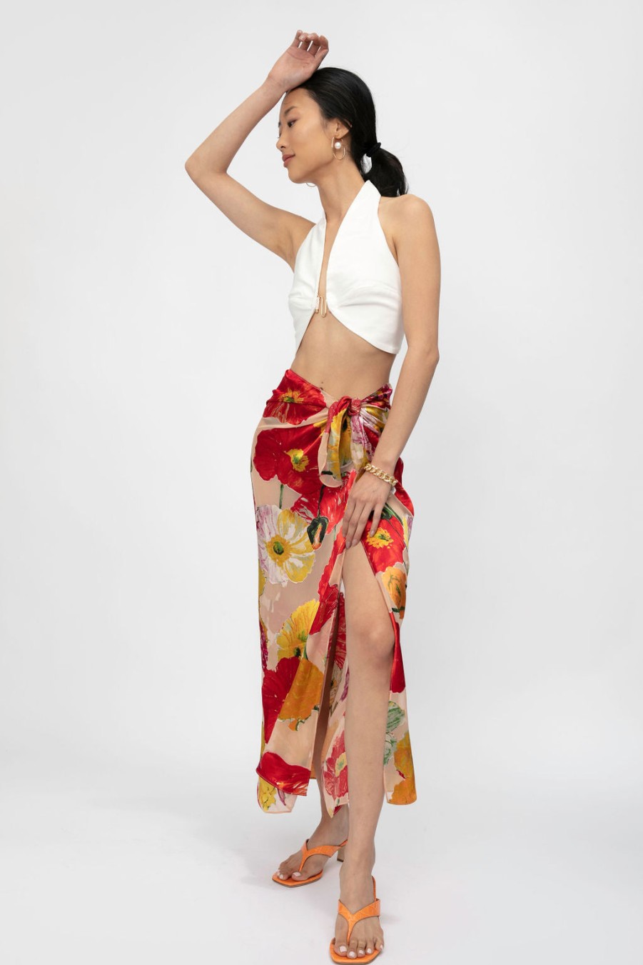 CULT GAIA Nila Skirt Coverup In Painted Floral | Bottoms