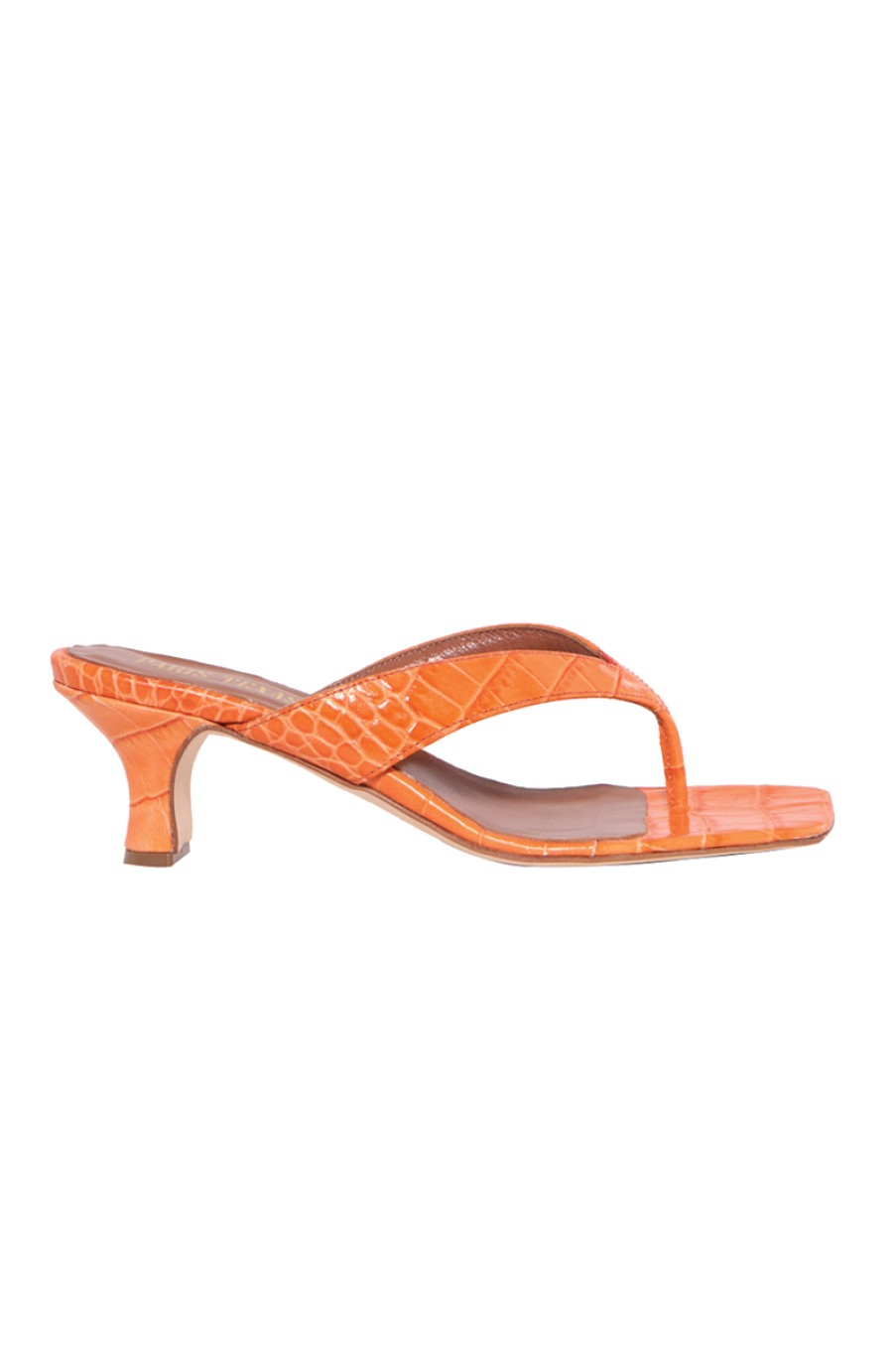 PARIS TEXAS Moc Croco Thong Sandals In Orange | Paris Texas - T. Boutique | Heels