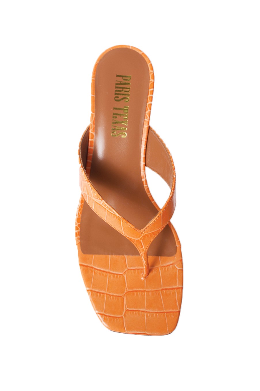 PARIS TEXAS Moc Croco Thong Sandals In Orange | Paris Texas - T. Boutique | Heels