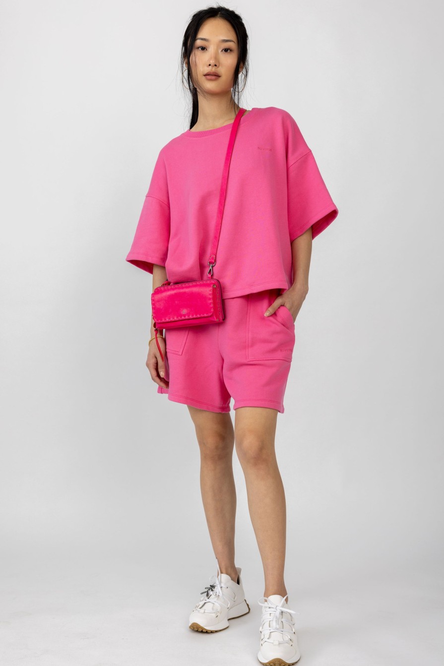 SABLYN Chandler Short Sleeve Sweatshirt In Pink Pepper | Loungewear