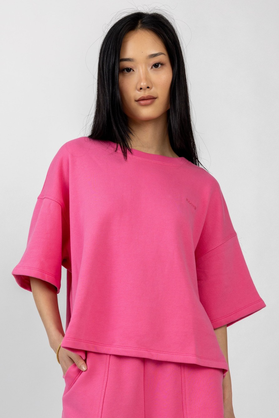 SABLYN Chandler Short Sleeve Sweatshirt In Pink Pepper | Loungewear