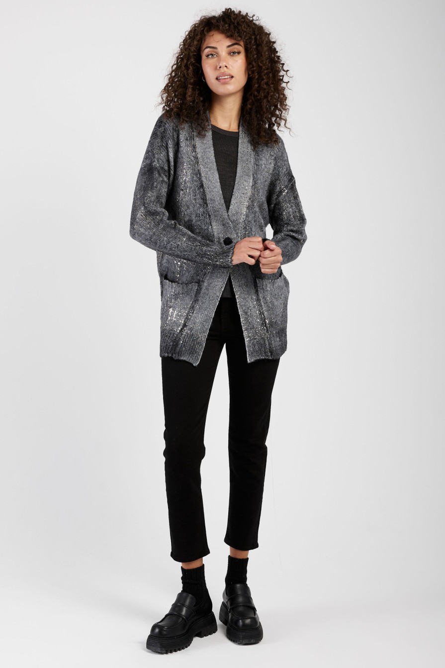 AVANT TOI Alpaca Shawl Cardigan With Lamination In Husky | Knitwear