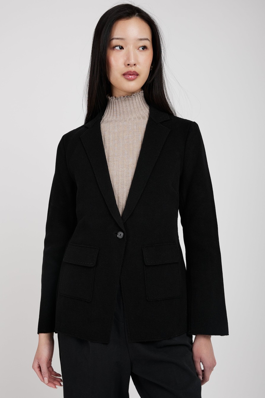 TANDEM Wool Blazer Jacket In Black | Jackets & Coats