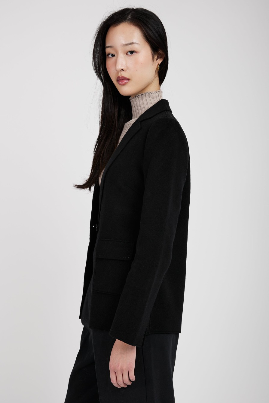 TANDEM Wool Blazer Jacket In Black | Jackets & Coats