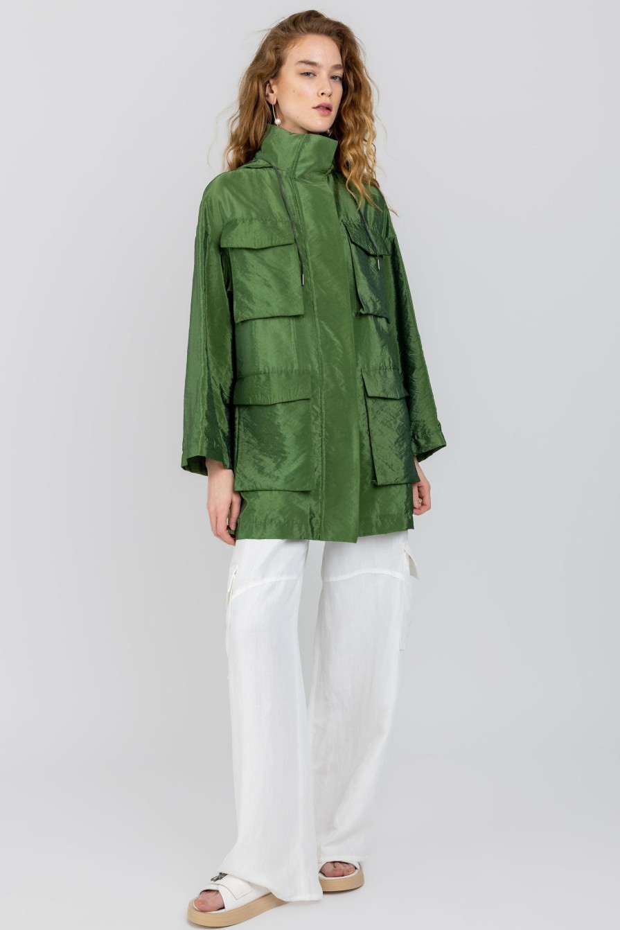 FABIANA FILIPPI Safari Jacket In Algae Green | Jackets & Coats