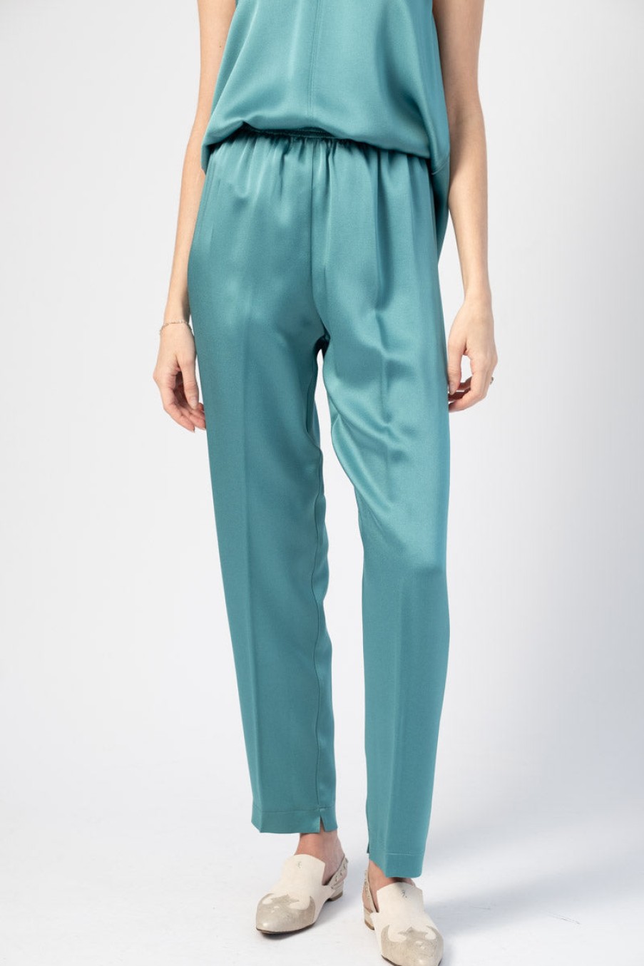 FORTE FORTE Envers Satin Crepe Pants In Topazio | Forte Forte - T. Boutique | Bottoms