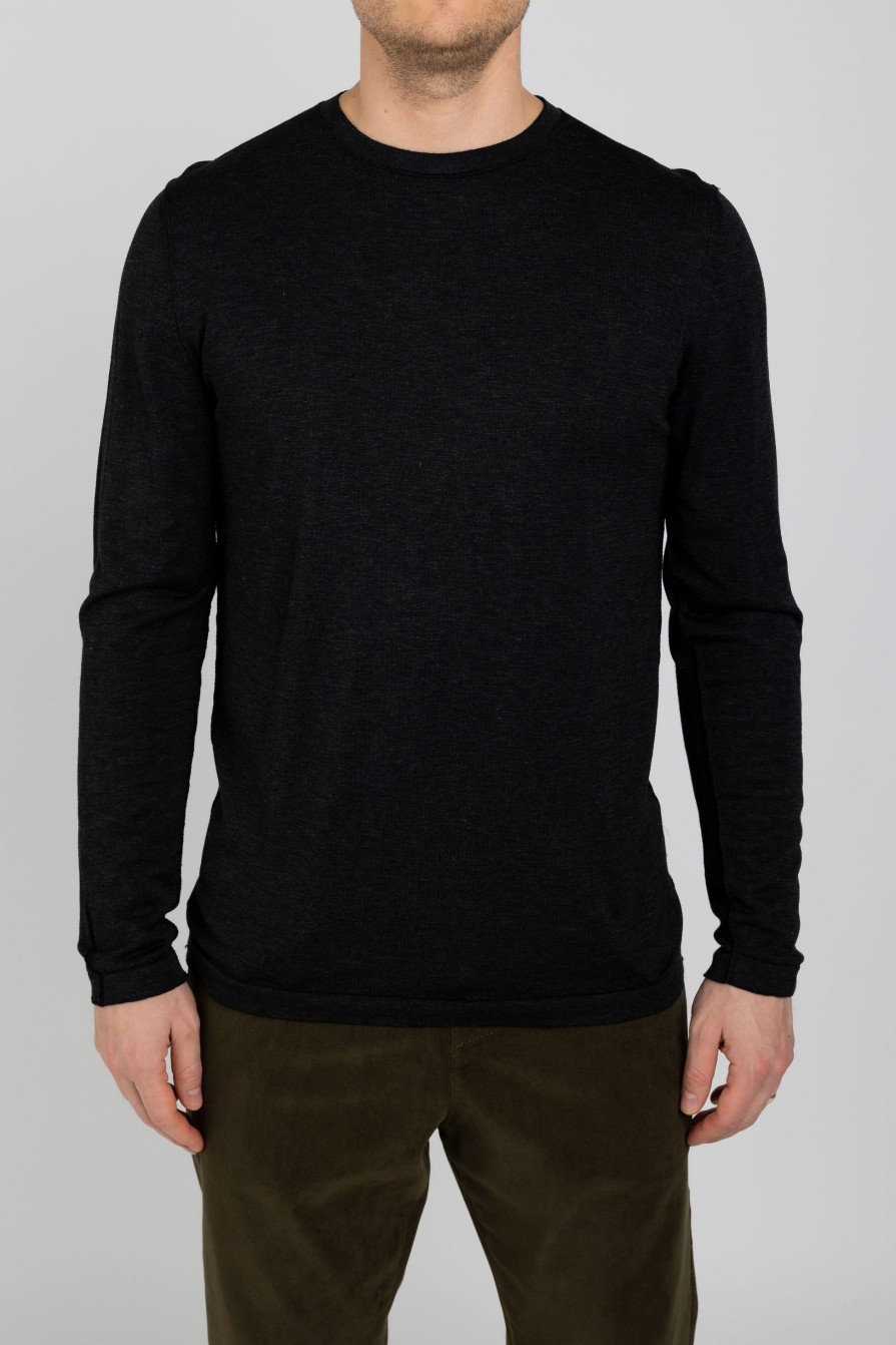 TRANSIT Crewneck Sweater In Grey Black | Tops