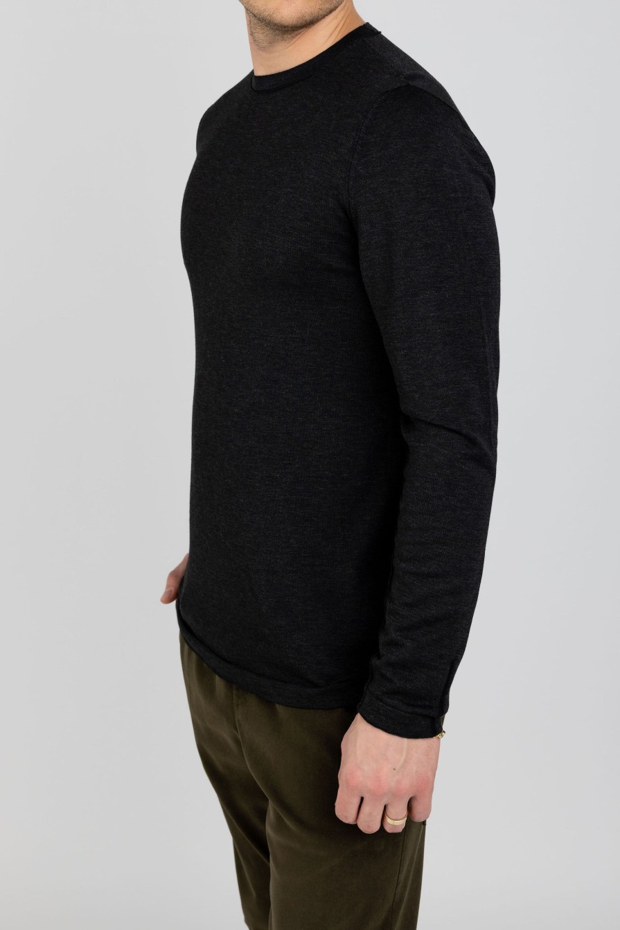 TRANSIT Crewneck Sweater In Grey Black | Tops