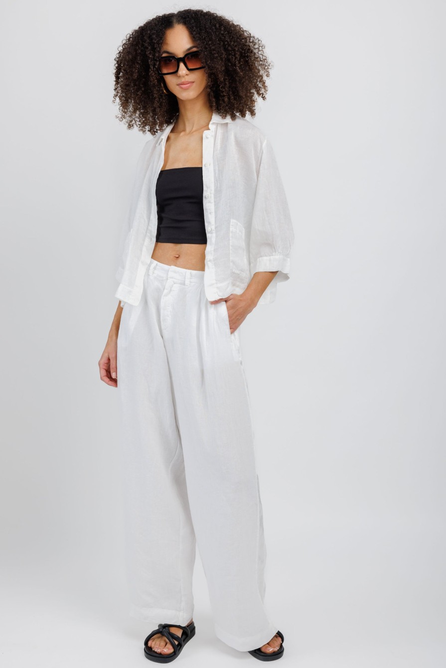 TANDEM Wide Leg Trouser Pant In White | Bottoms