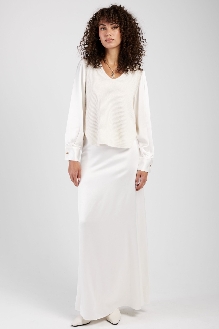 FABIANA FILIPPI Long Satin Skirt In Raffia | Bottoms