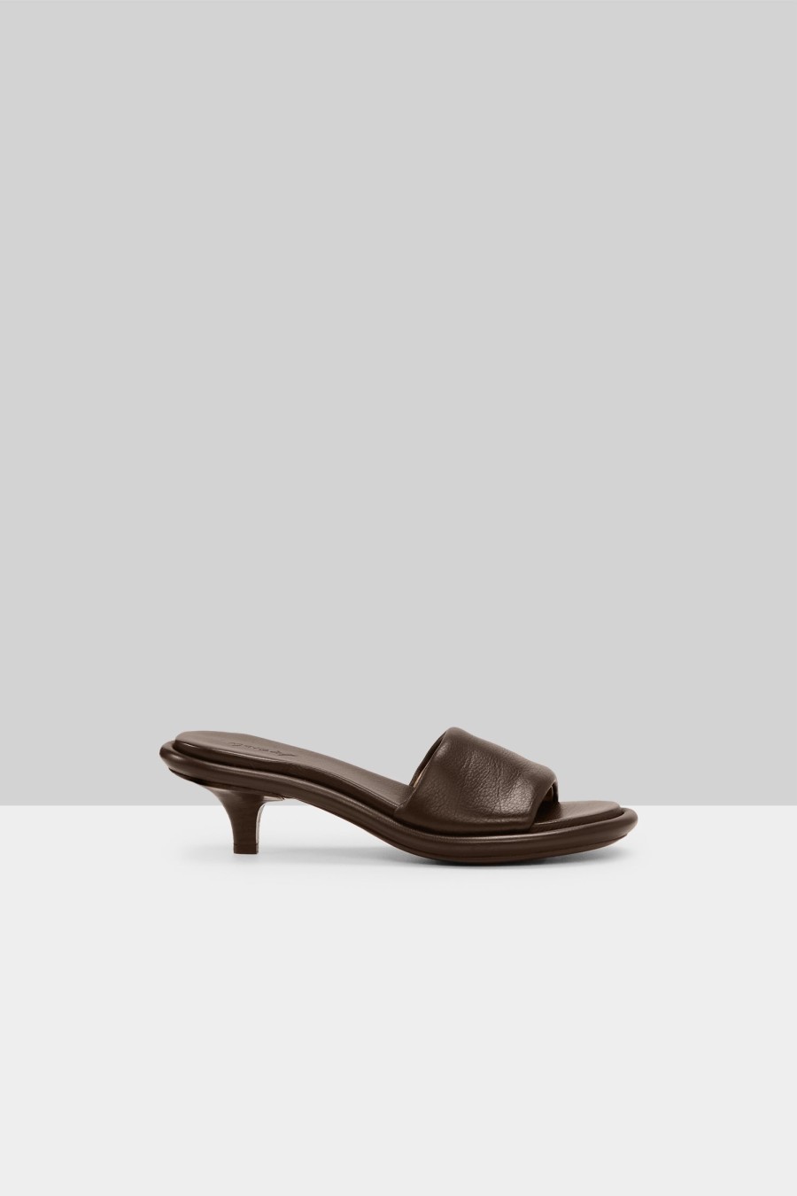 MARSÈLL Chocolate Leather Kitten Heel | Spilla Sandal | T. Boutique | Heels