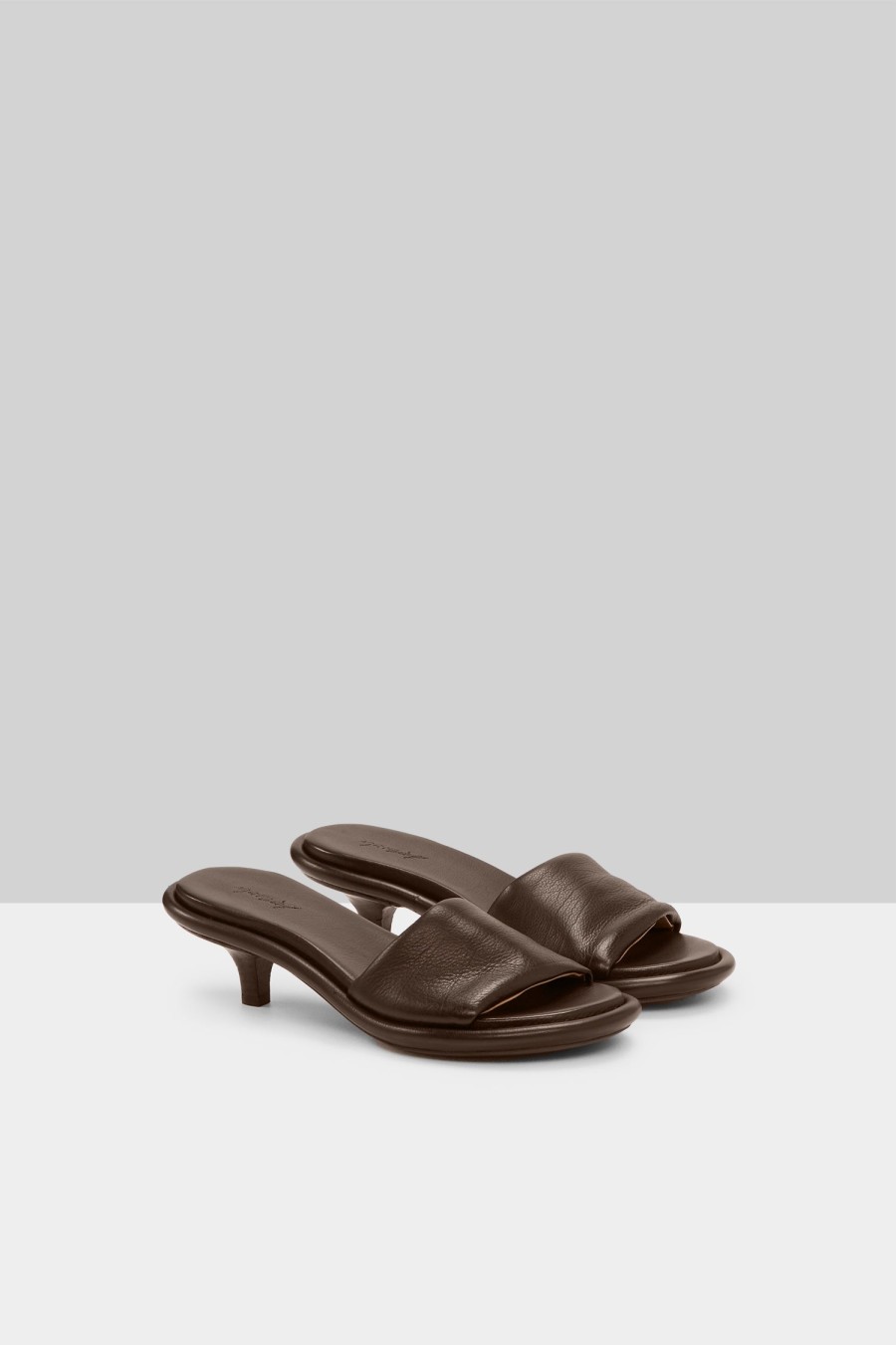 MARSÈLL Chocolate Leather Kitten Heel | Spilla Sandal | T. Boutique | Heels