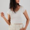 NSF Chasse Rib Short Sleeve Ballet Tee In French Vanilla | Loungewear