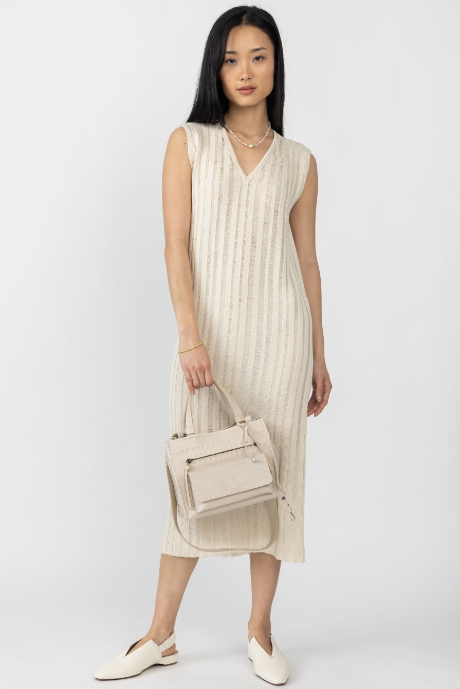 GENTRYPORTOFINO Cotton Knit Midi Dress In Ecru | Dresses & Skirts