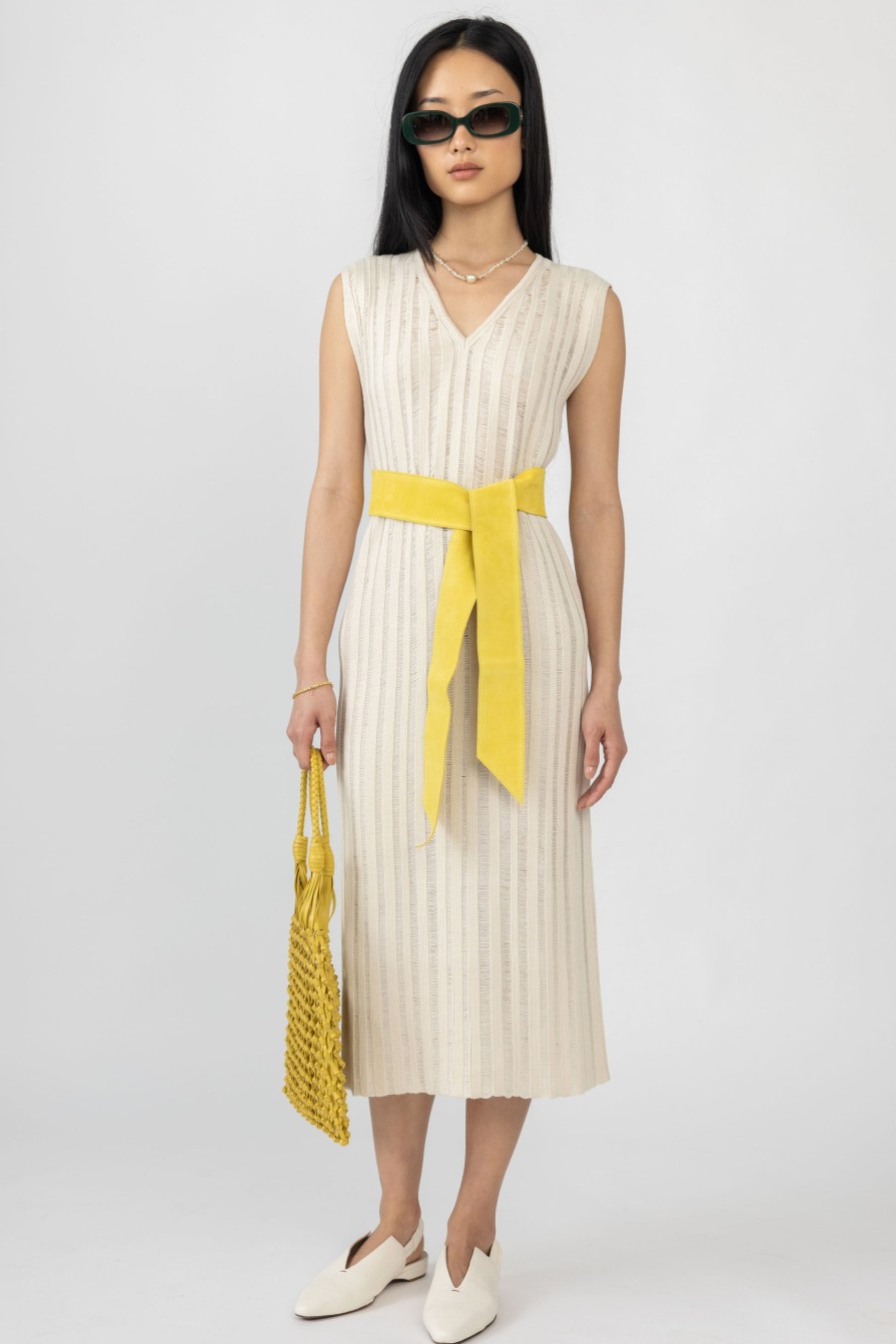 GENTRYPORTOFINO Cotton Knit Midi Dress In Ecru | Dresses & Skirts