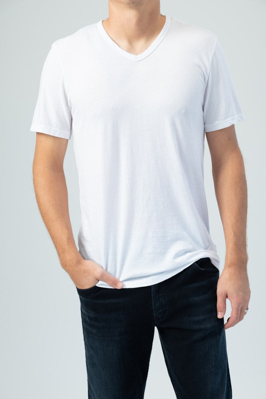 COTTON CITIZEN Classic V-Neck Tee In White | Cotton Citizen - T. Boutique | Tops