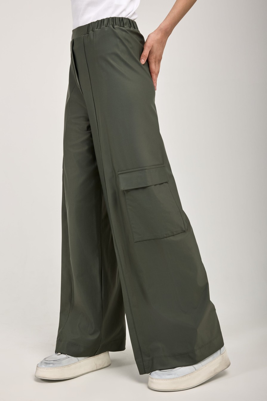 MAX MARA LEISURE Teseo Satin Jersey Cargo Pant In Dark Green | Bottoms