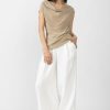 GENTRYPORTOFINO Woven Linen Pant In Latte | Bottoms