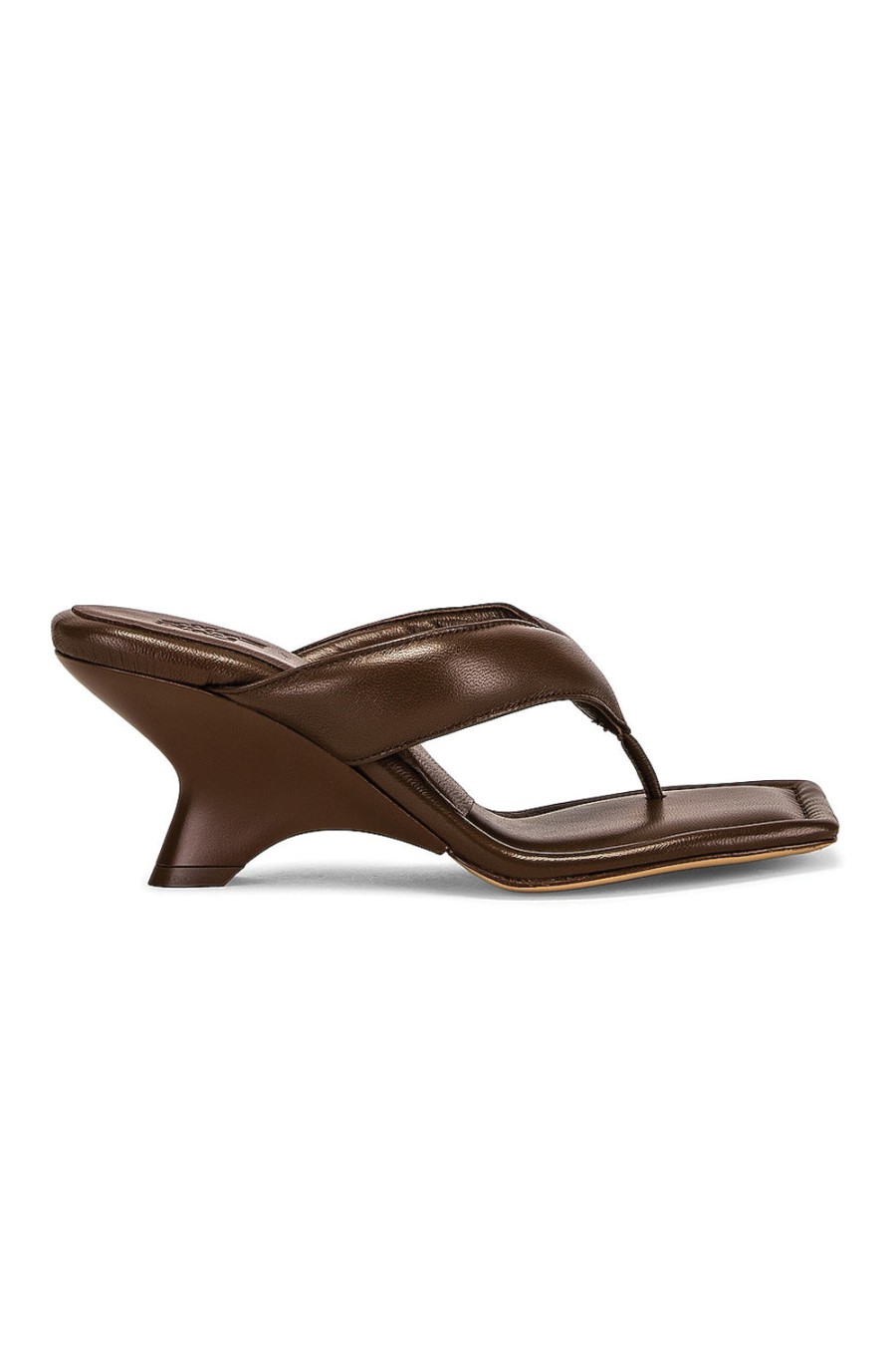 GIA BORGHINI Gia 6 Puffy Leather Thong Sandal In Coffee | Heels