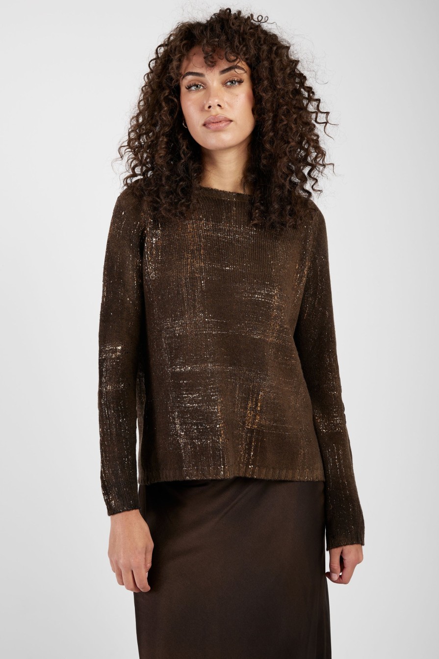 AVANT TOI Off Gauge Pullover Sweater With Lamination In Sughero | Knitwear