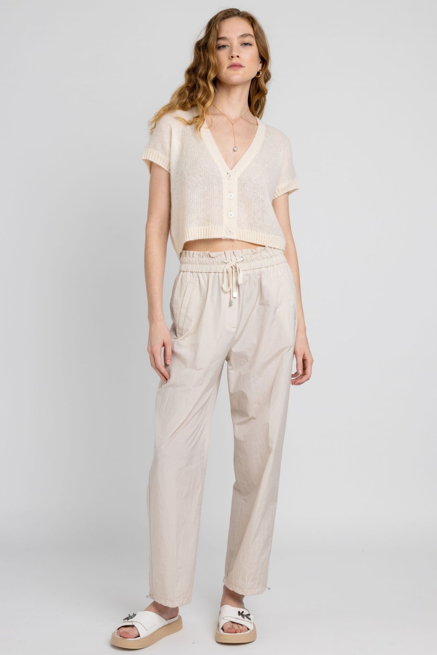 PESERICO Cotton Poplin Pant In Sesame Beige | Bottoms