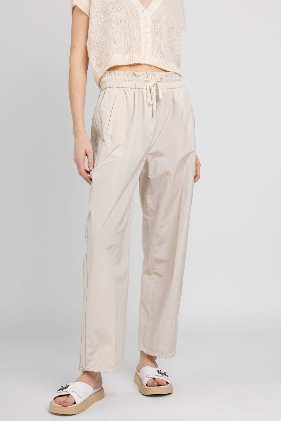 PESERICO Cotton Poplin Pant In Sesame Beige | Bottoms