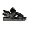 HENRY BEGUELIN Leather Vegetal Wash Sandal With Fur In Nero | Flats