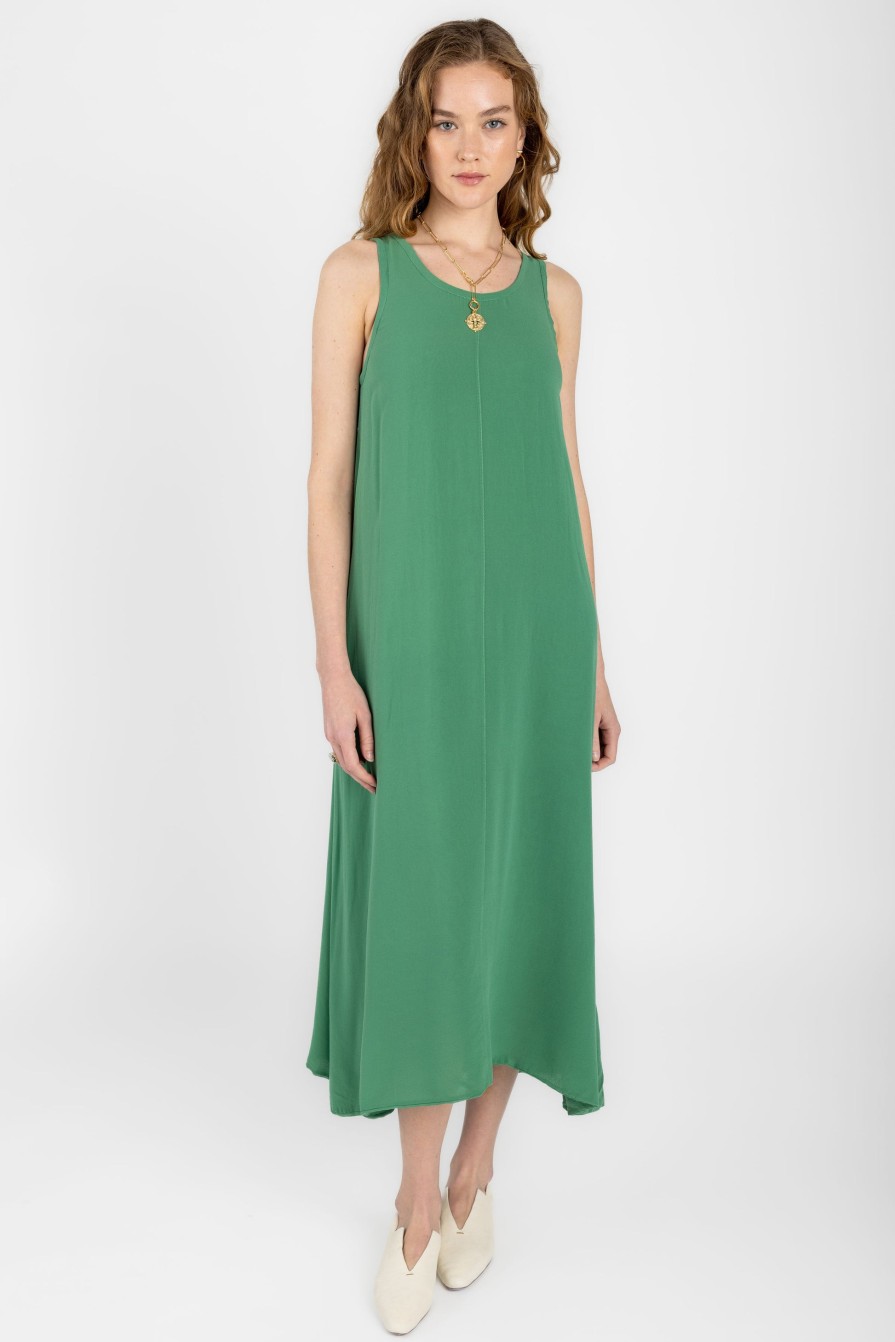 PRIVATE 0204 Matte Summer Silk Tank Dress In Grass | Dresses & Skirts