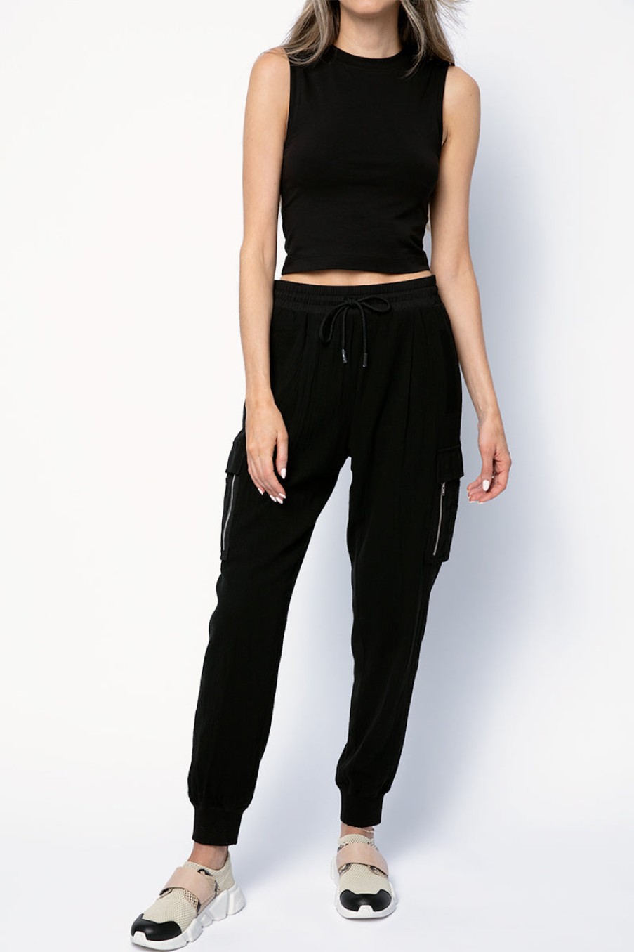 ATM Buy Cotton Cropped Sleeveless Tee In Black | Atm - T. Boutique | Loungewear