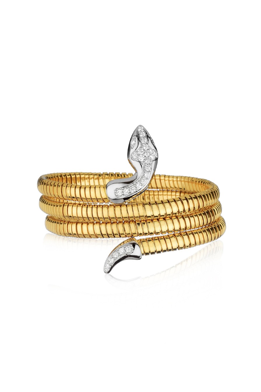 T. Boutique Italian Two Tone Snake Bracelet In 18K Yellow Gold | Jewelry