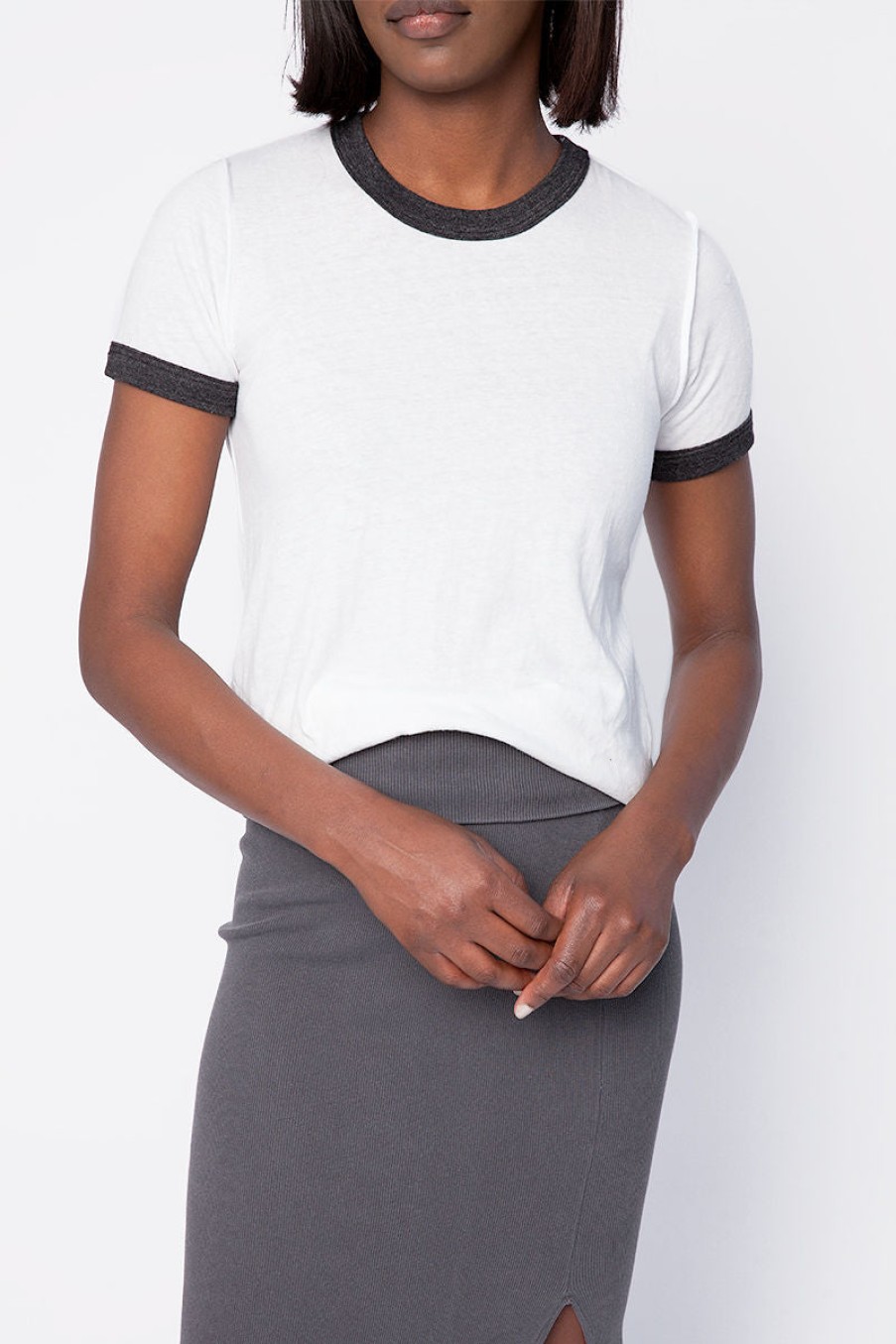 NSF Buy Corin Ringer Baby Tee In White | Nsf - T. Boutique | Loungewear