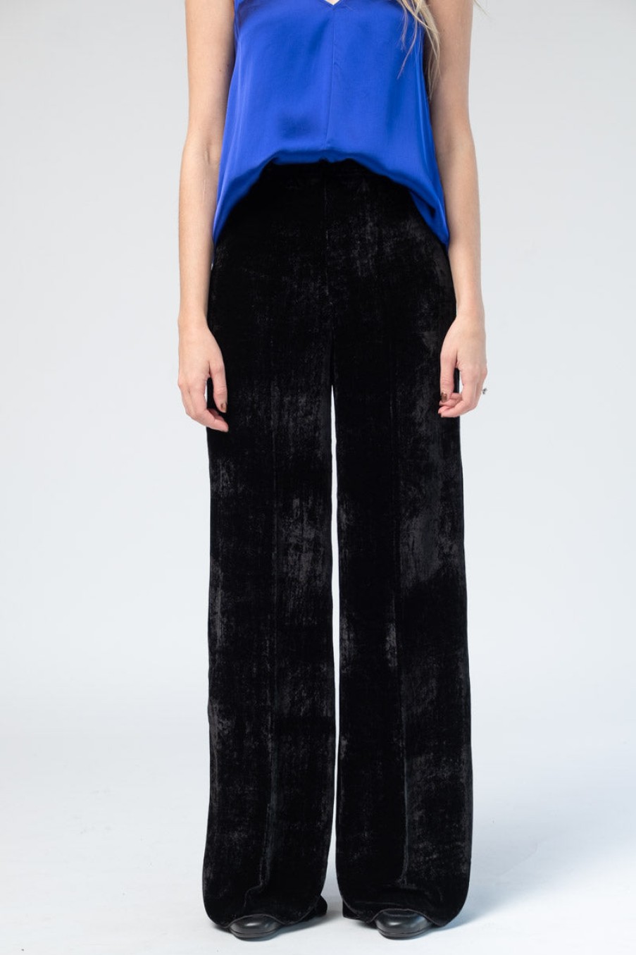 FORTE FORTE Velvet High Waist Pants In Nero | Forte Forte - T. Boutique | Bottoms