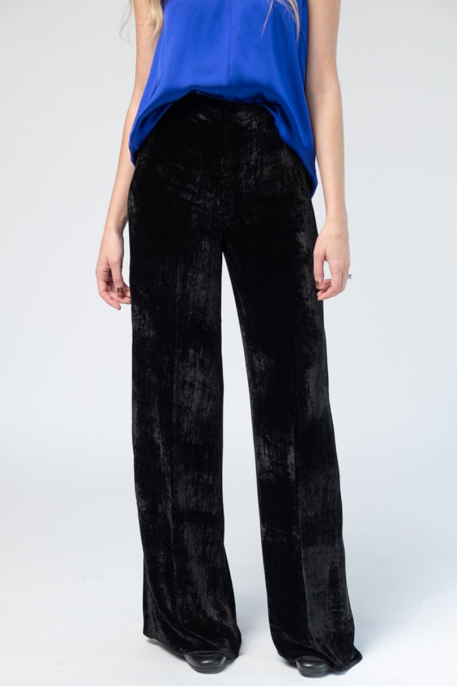 FORTE FORTE Velvet High Waist Pants In Nero | Forte Forte - T. Boutique | Bottoms