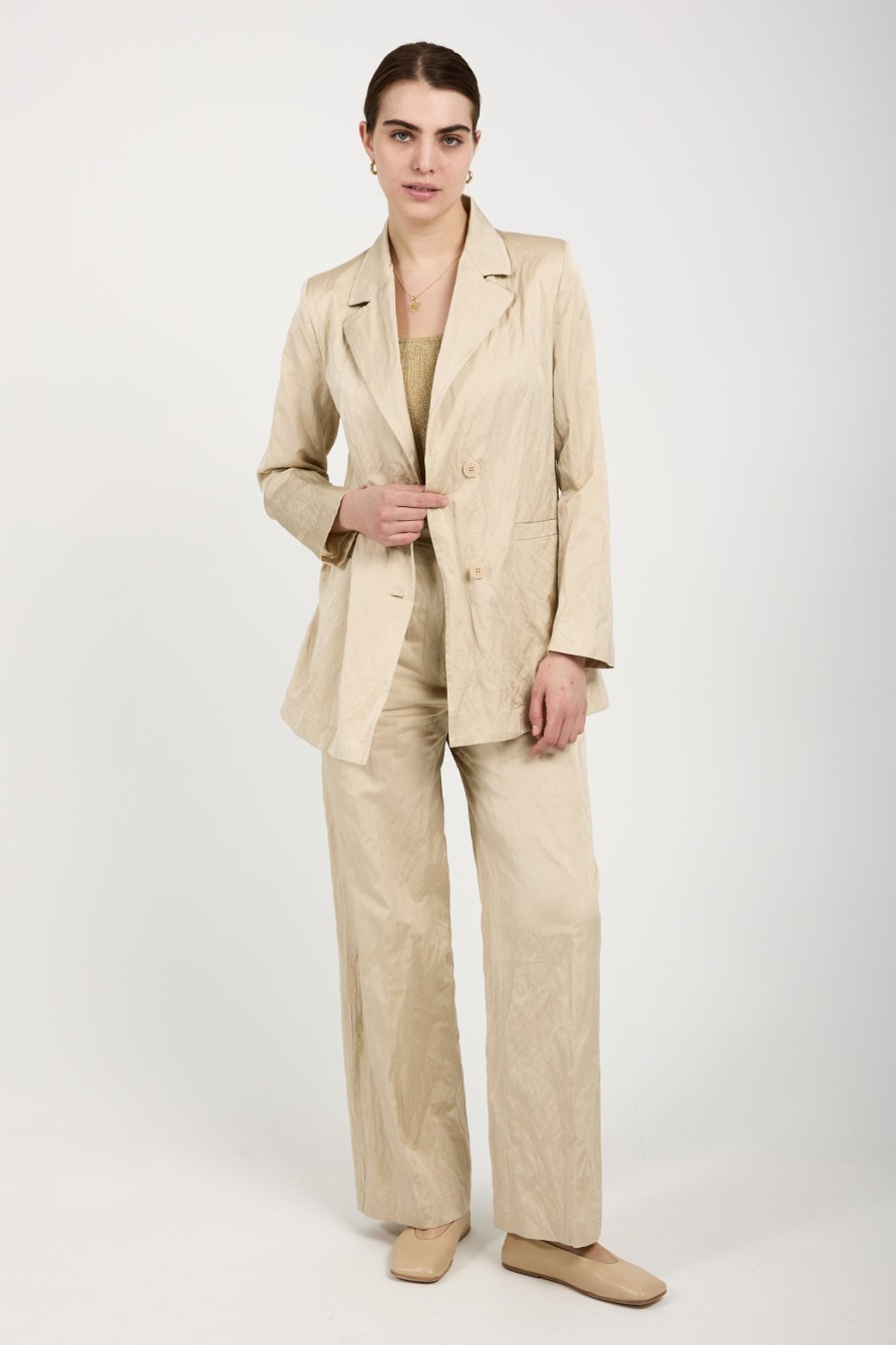 GENTRYPORTOFINO Woven Blazer Jacket In Beige | Jackets & Coats