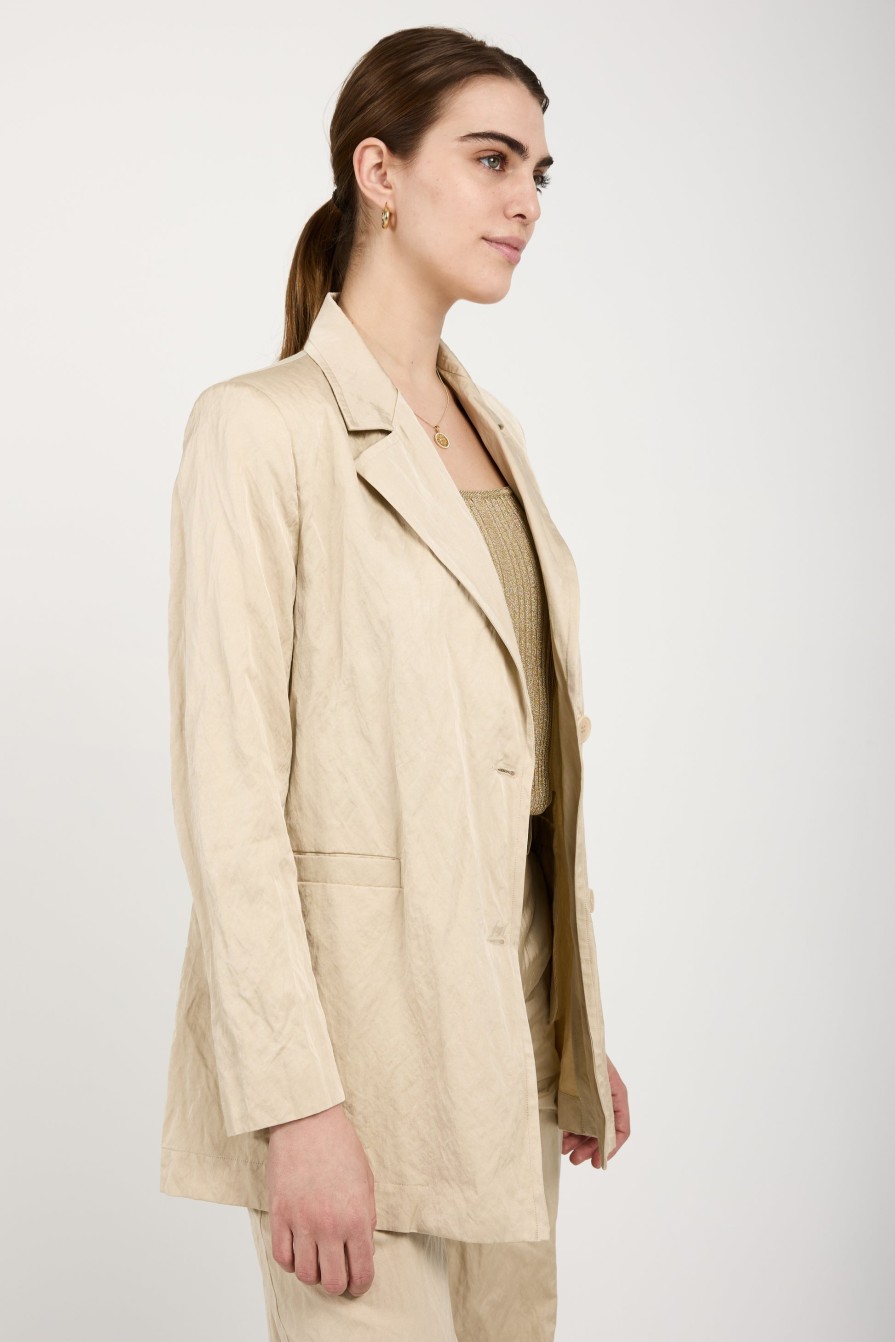 GENTRYPORTOFINO Woven Blazer Jacket In Beige | Jackets & Coats