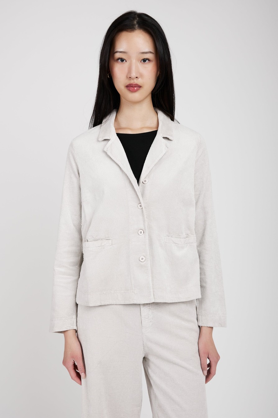 TRANSIT Stretch Corduroy Blazer Jacket In Ice | Jackets & Coats