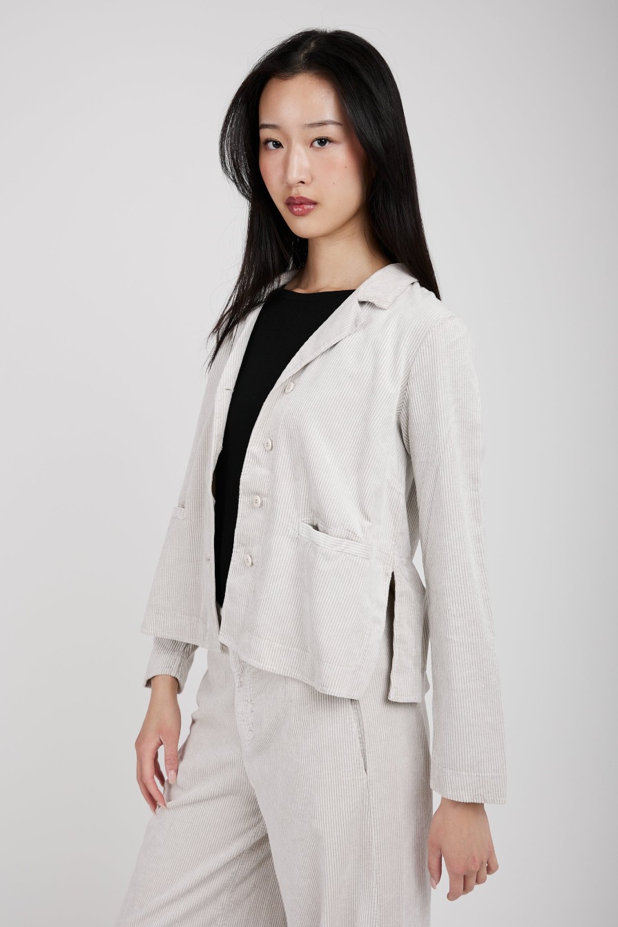 TRANSIT Stretch Corduroy Blazer Jacket In Ice | Jackets & Coats