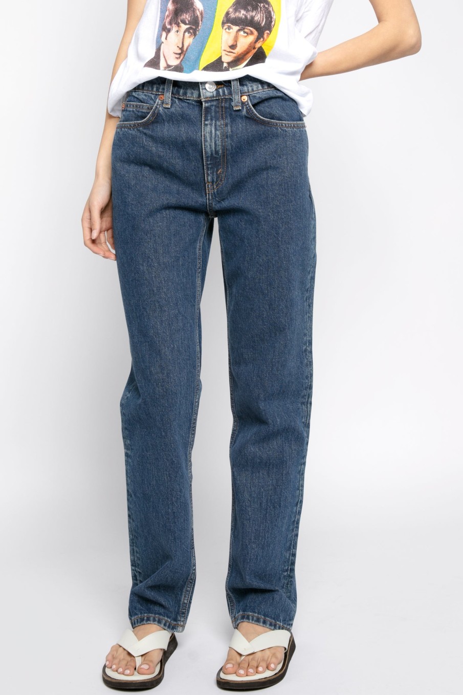 RE/DONE 70S Straight Jean In Rustic Indigo | Re/Done - T. Boutique | Bottoms