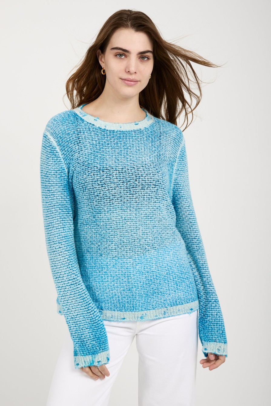 AVANT TOI Brushed Cotton Linen Pullover Sweater In Nigella | Knitwear