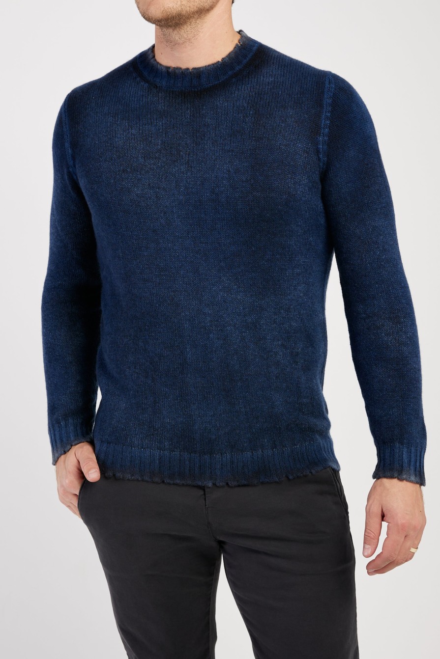 AVANT TOI Off Gauge Destroyed Pullover Sweater In Midnight | Tops