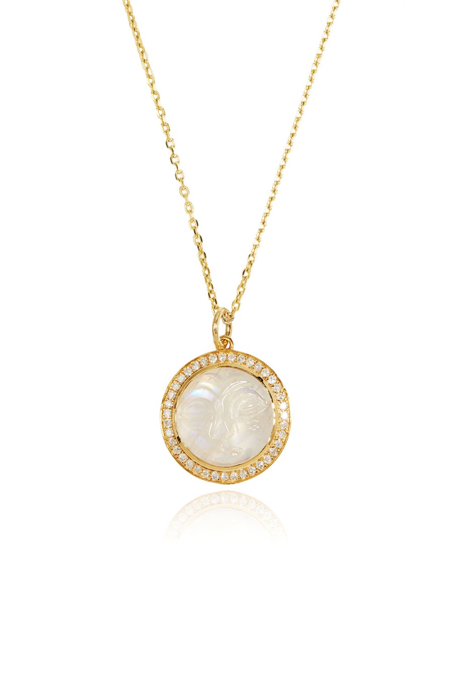 L.A. STEIN Diamond Man In The Moon Moonstone Pendant Necklace | Jewelry