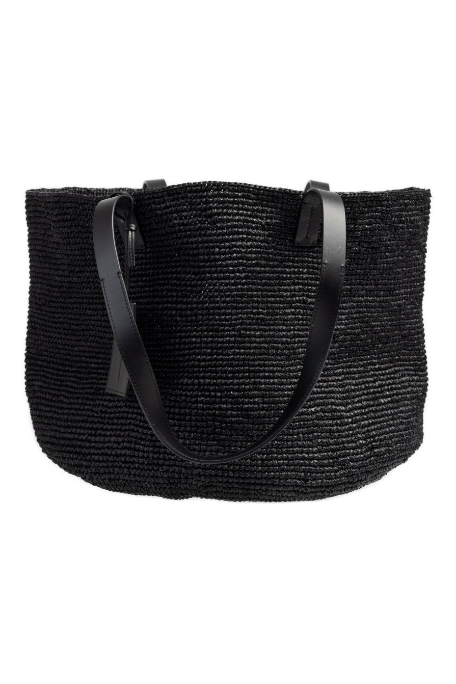 MANEBÍ Basket Bag In Natural Black Raffia | Bags