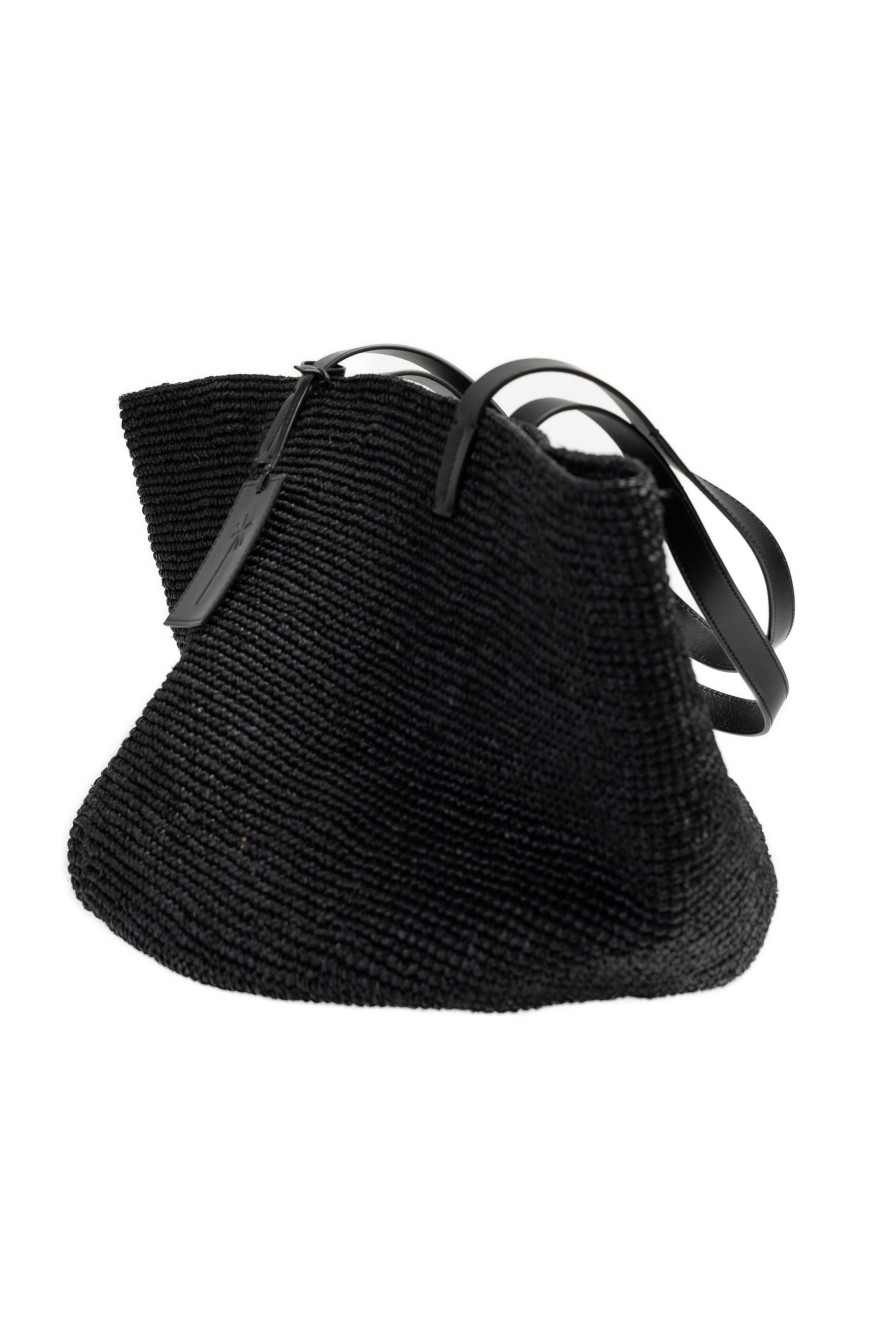 MANEBÍ Basket Bag In Natural Black Raffia | Bags