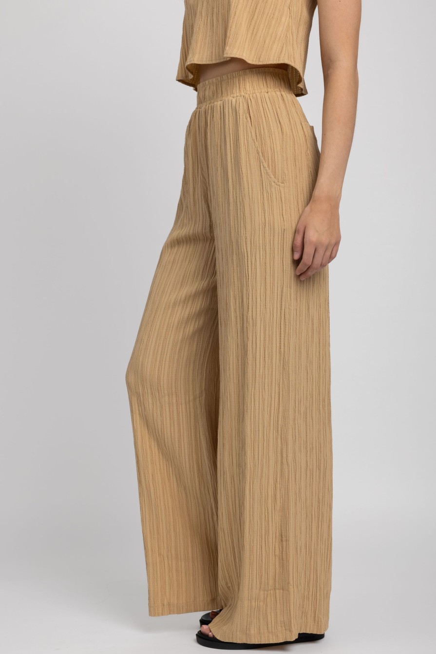 THE RANGE Ripple Gauze Wide Leg Pant In Tanlines | Bottoms