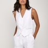 PESERICO Linen Gabardine Vest In Pure White | Tops