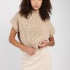 GENTRYPORTOFINO Cropped Knit Wool Sweater In Champagne | Knitwear