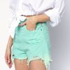 DENIMIST Nic Mid Rise Cut Off Shorts In Mint | Denimist - T. Boutique | Bottoms