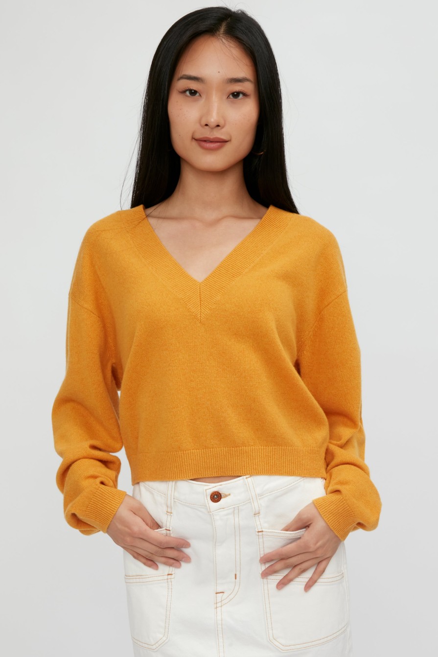 RTA Alba Cropped Sweater In Honey | Knitwear