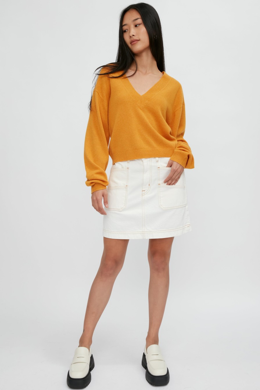 RTA Alba Cropped Sweater In Honey | Knitwear