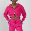 ANDREA YA'AQOV Mesh Zip Hoodie In Fucsia | Loungewear